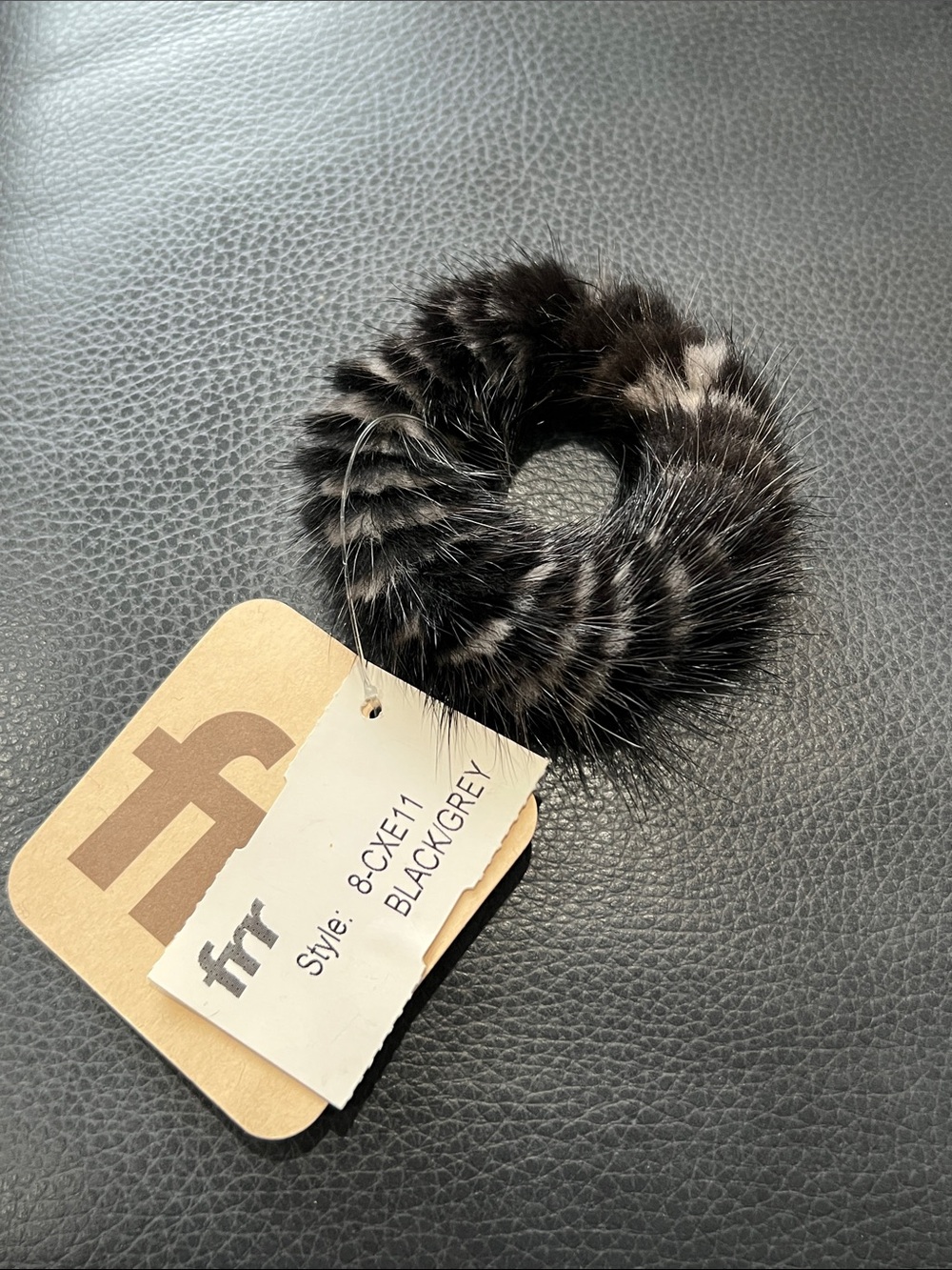 Black-Grey Fur Scrunchie Luxe Hair Accessory